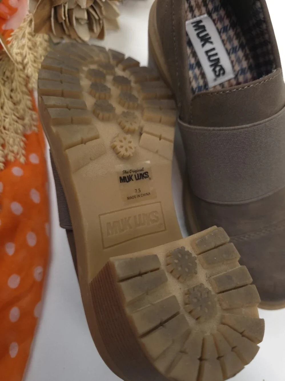 MUK LUKS Men's Brown Elastic Slip-On Chunky Heel Shoes 7½
